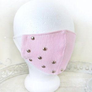 Pink Cat Charm Studded Face Mask